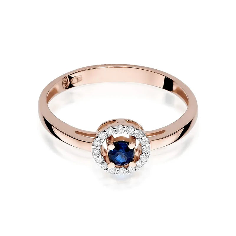 Gold Ring with 0.15ct Sapphire and 0.08ct Diamonds