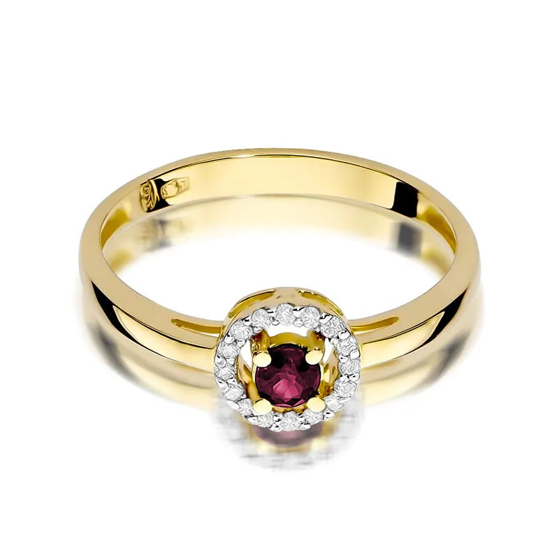 Goldring mit 0,15 ct Rubin und 0,08 ct Diamanten