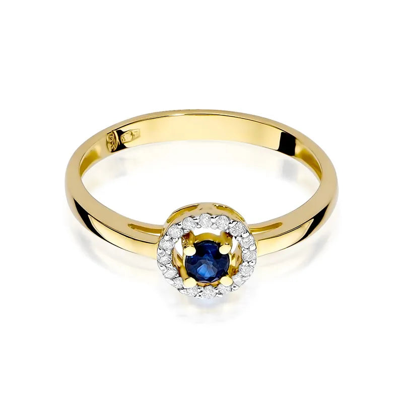 Gold Ring with 0.15ct Sapphire and 0.08ct Diamonds