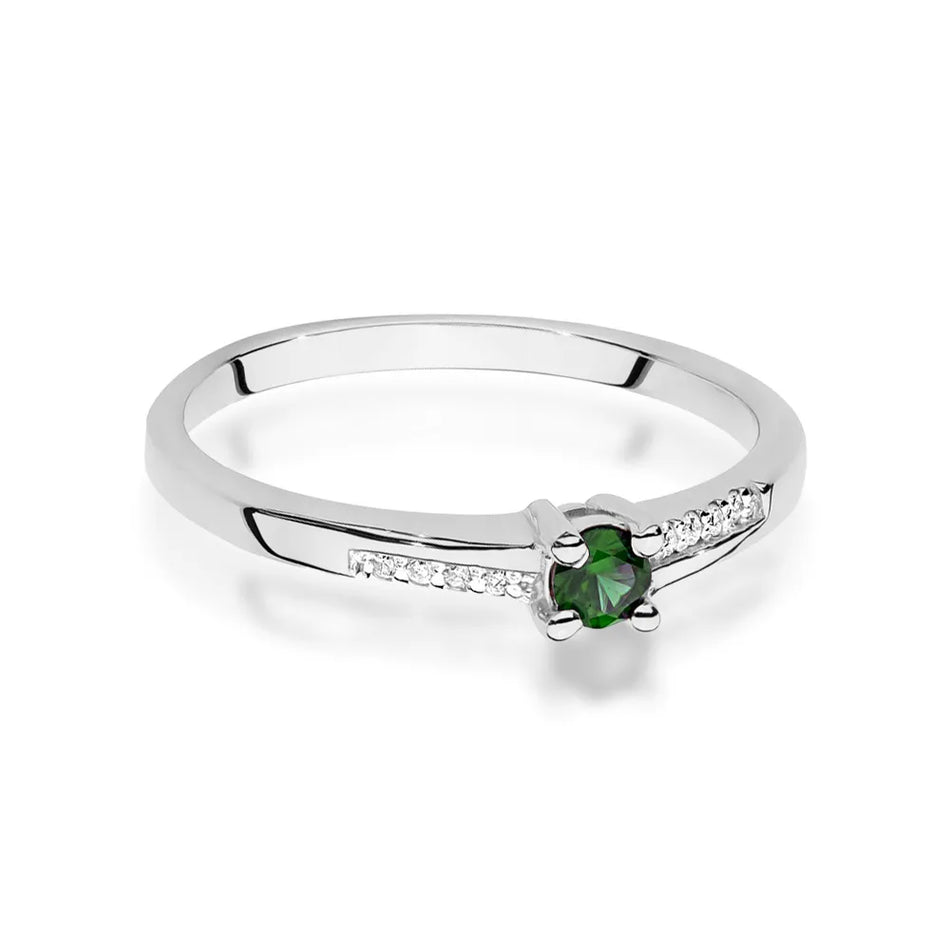 Goldring mit 0,15 ct Smaragd und 0,04 ct Diamanten