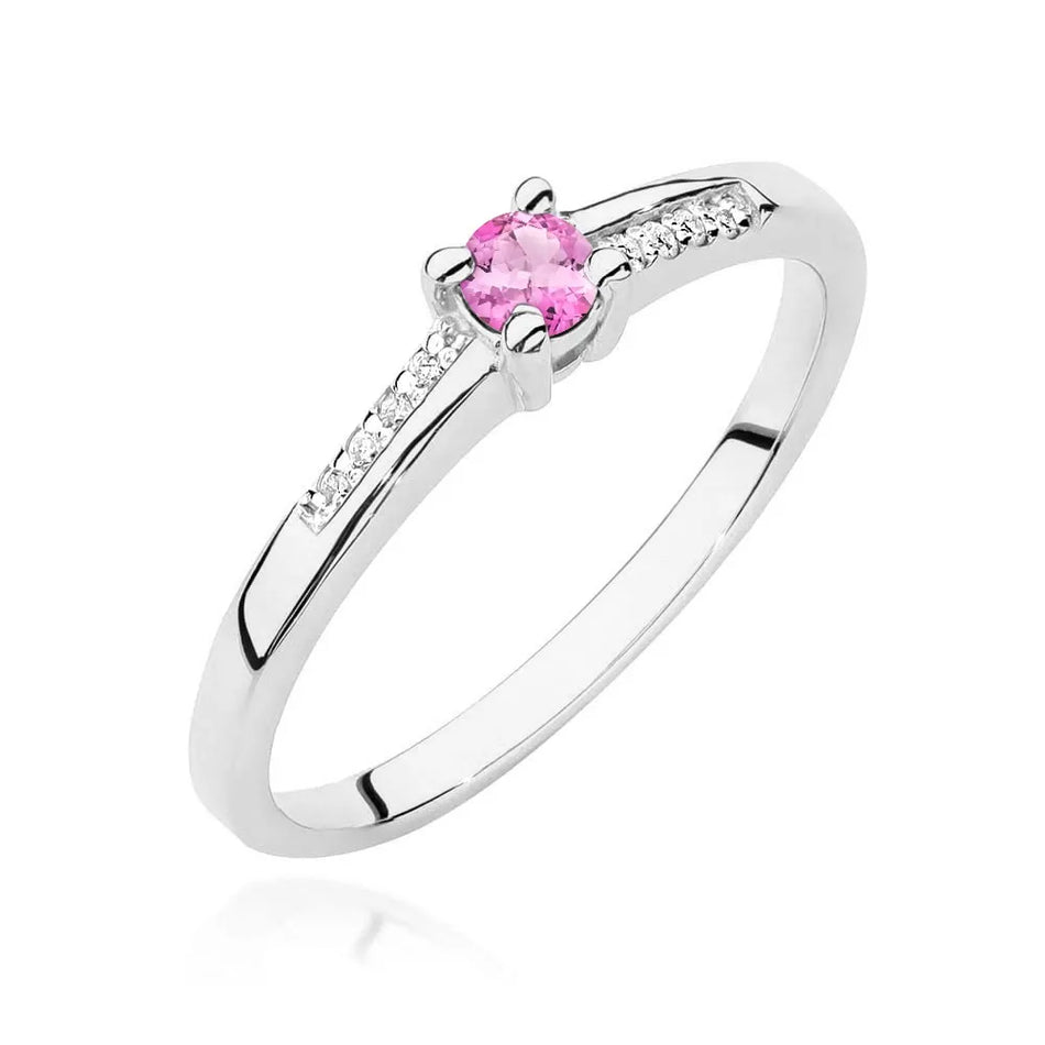 Goldring mit 0,15 ct Pinktopas und 0,04 ct Diamanten