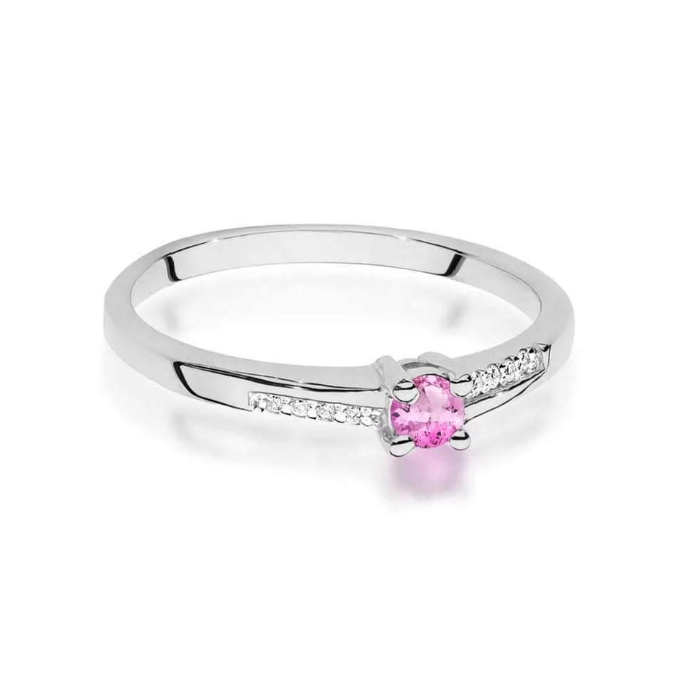 Goldring mit 0,15 ct Pinktopas und 0,04 ct Diamanten