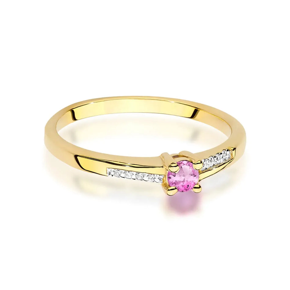Goldring mit 0,15 ct Pinktopas und 0,04 ct Diamanten