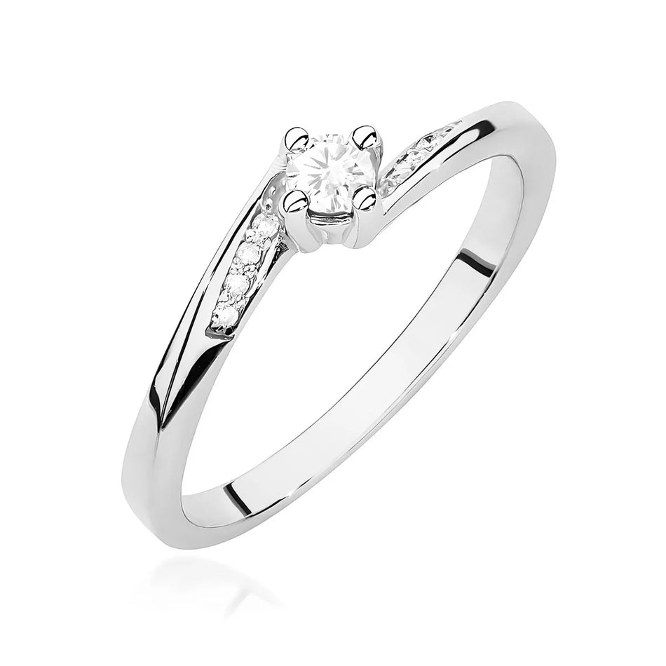 Goldring mit 0,10 ct und 0,04 ct Diamanten