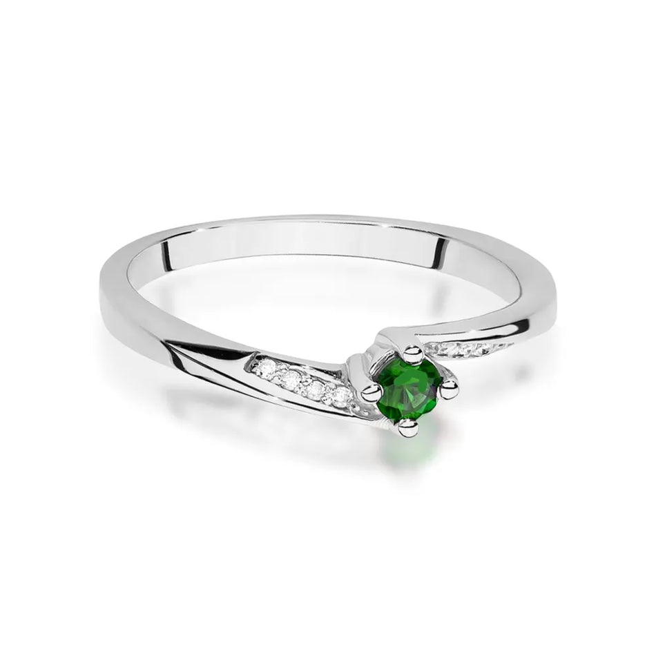 Goldring mit 0,15 ct Smaragd und 0,04 ct Diamanten