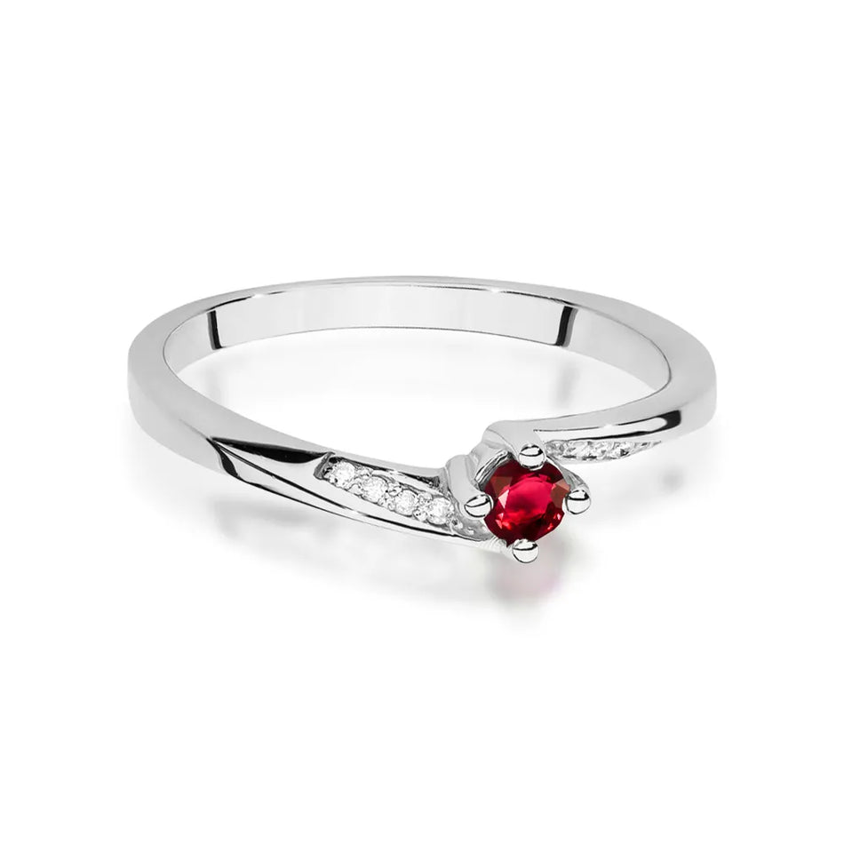 Goldring mit 0,15 ct Rubin und 0,04 ct Diamanten