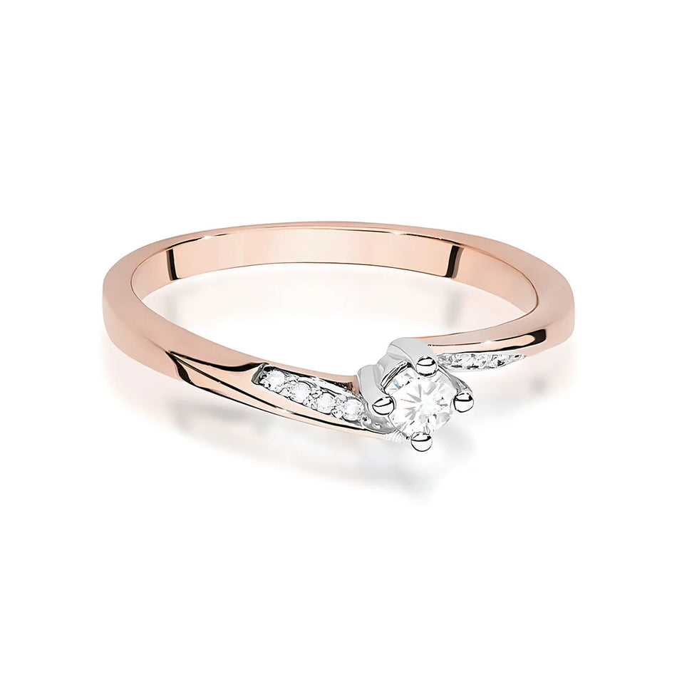 Goldring mit 0,10 ct und 0,04 ct Diamanten