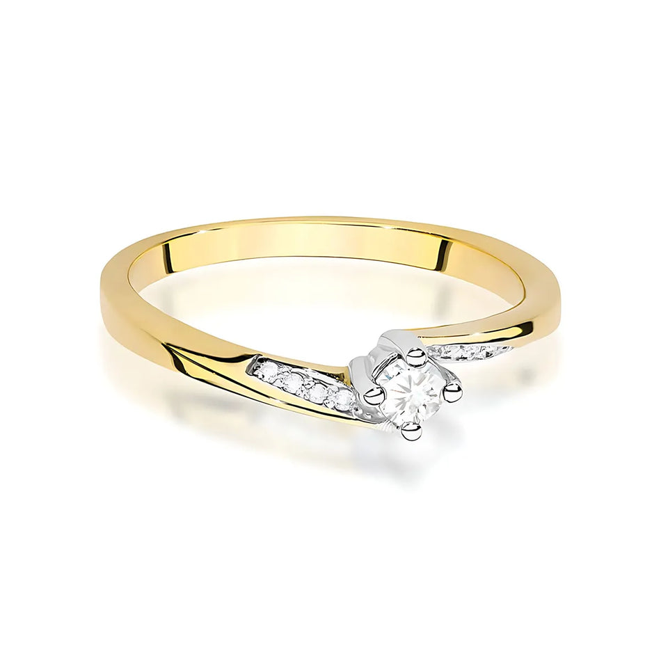 Goldring mit 0,10 ct und 0,04 ct Diamanten