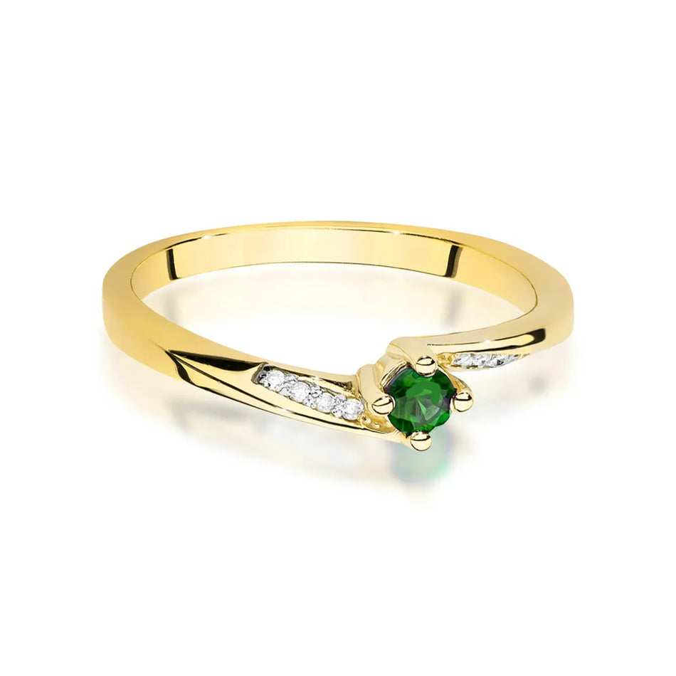 Goldring mit 0,15 ct Smaragd und 0,04 ct Diamanten