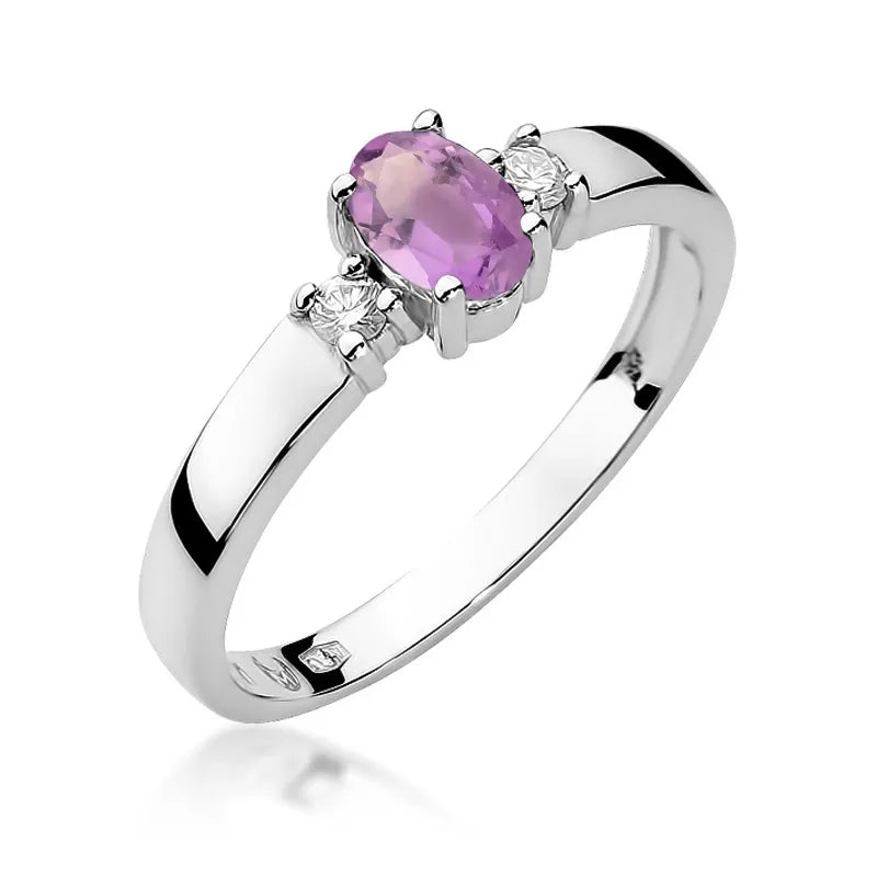 Goldring mit 0,40 ct Amethyst und 0,08 ct Diamanten