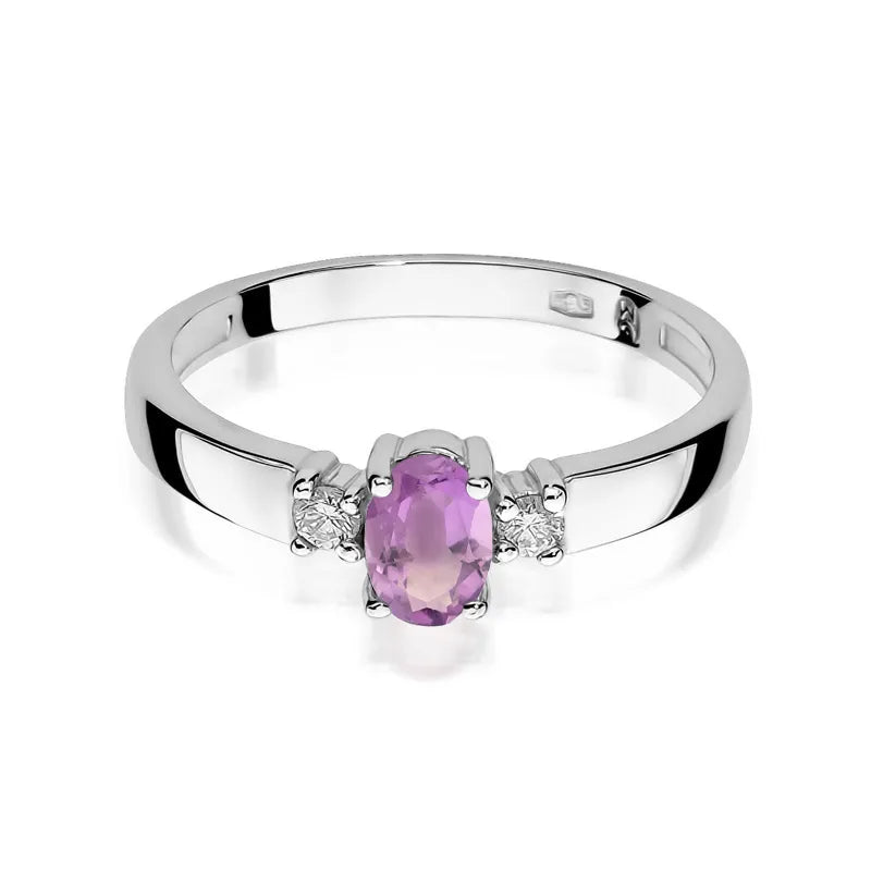 Goldring mit 0,40 ct Amethyst und 0,08 ct Diamanten