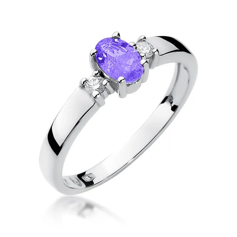 Goldring mit 0,40 ct Tansanit und 0,08 ct Diamanten