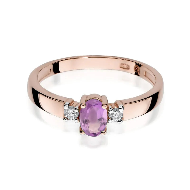 Goldring mit 0,40 ct Amethyst und 0,08 ct Diamanten