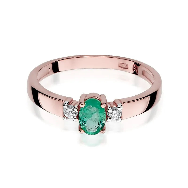 Gold Ring with 0.40ct Emerald and 0.08ct Diamonds