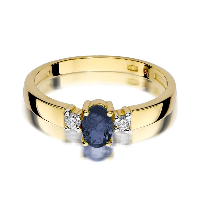 Goldring mit 0,70 ct Saphir und 0,08 ct Diamanten