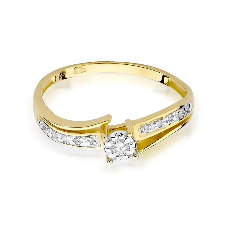 Gold Ring with 0.05ct and 0.05ct Diamonds