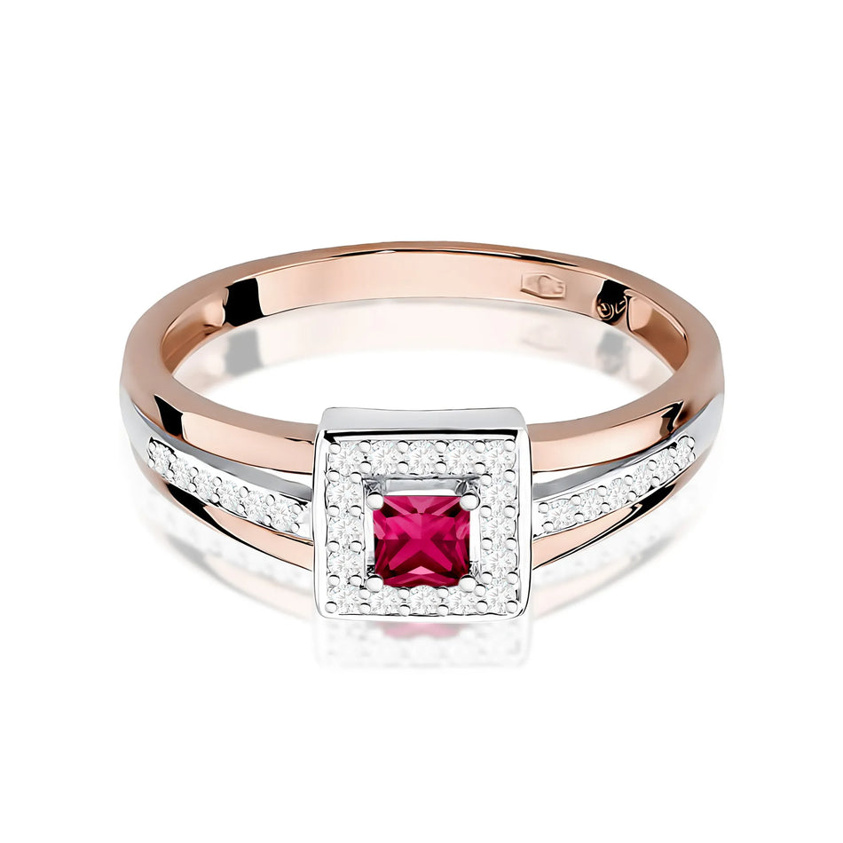 Gold Ring with 0.20ct Ruby and 0.14ct Diamonds