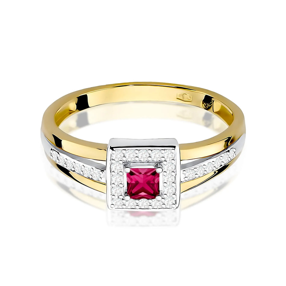 Gold Ring with 0.20ct Ruby and 0.14ct Diamonds