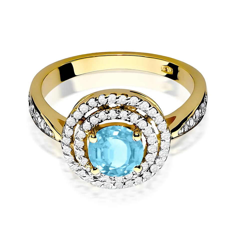 Gold Ring with 0.80ct Topaz and 0.374ct Diamonds