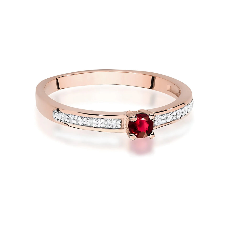 Gold Ring with 0.15ct Ruby and 0.05ct Diamonds