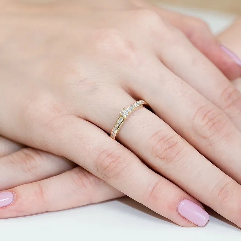 Gold Ring with 0.08ct and 0.05ct Diamonds