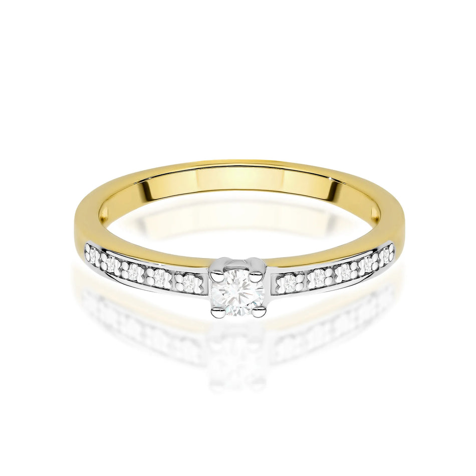 Gold Ring with 0.08ct Lab-and 0.05ct Lab-diamonds