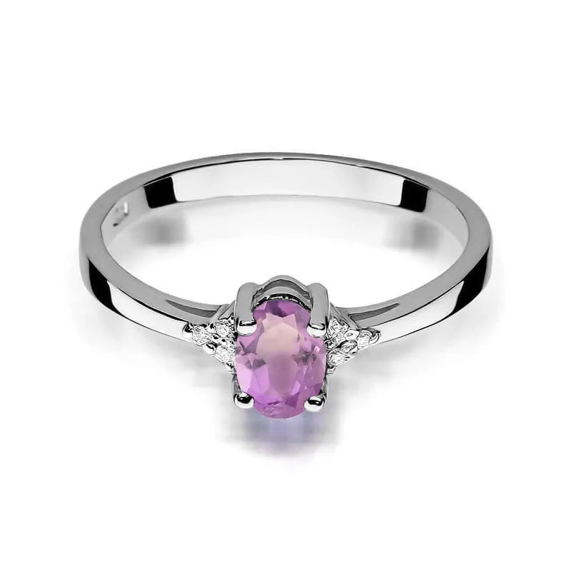 Goldring mit 0,40 ct Amethyst und 0,052 ct Diamanten