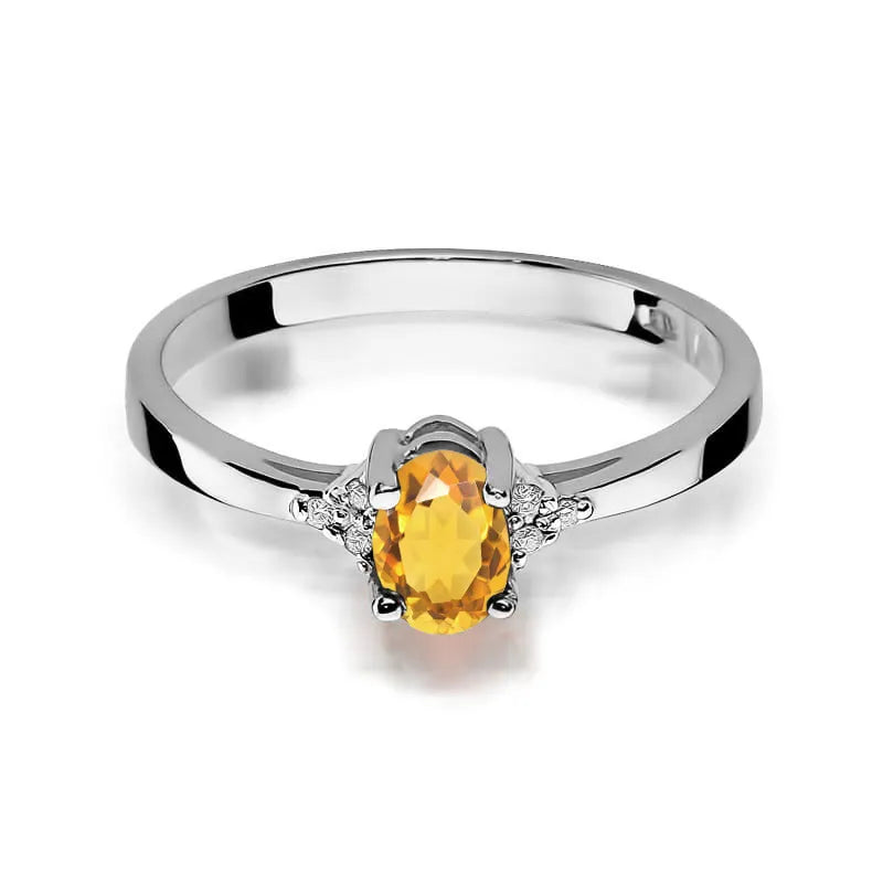 Goldring mit 0,60 ct Citrin und 0,052 ct Diamanten