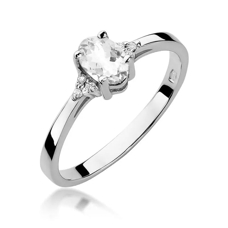 Ring mit weißem Saphir 0.5ct und Diamanten 0.052ct | 14K (585) Gold