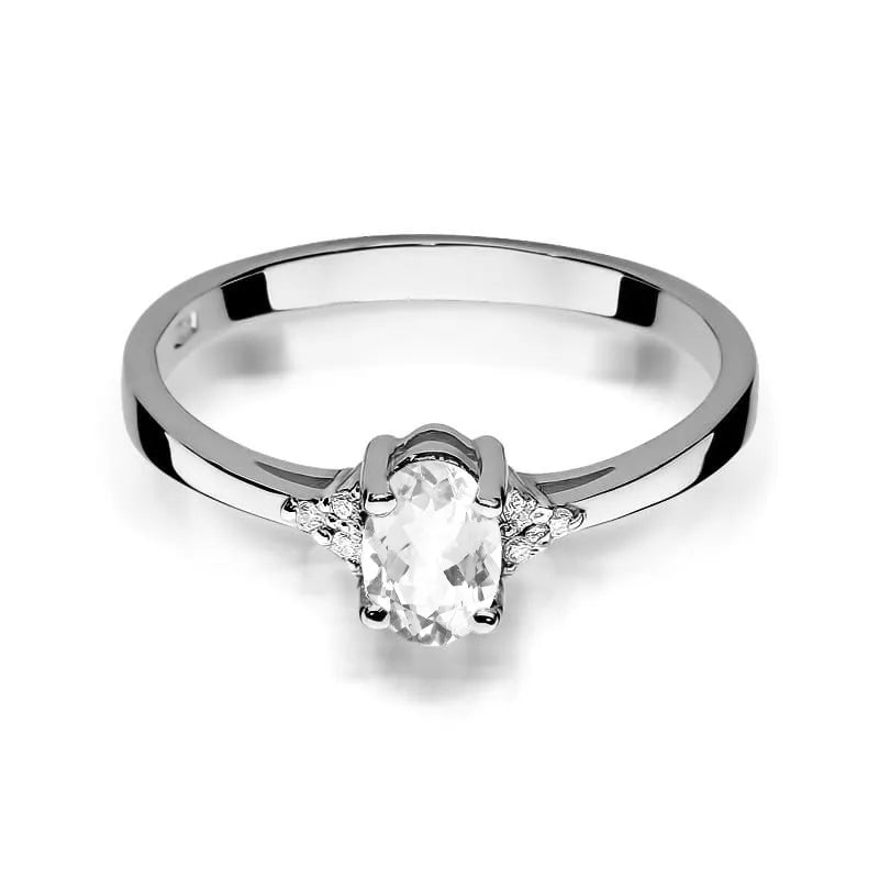 Ring mit weißem Saphir 0.5ct und Diamanten 0.052ct | 14K (585) Gold
