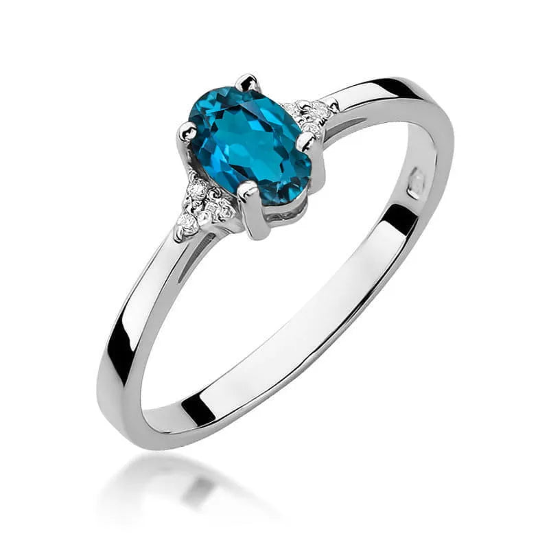 Goldring mit 0,50 ct London Blue Topas und 0,052 ct Diamanten