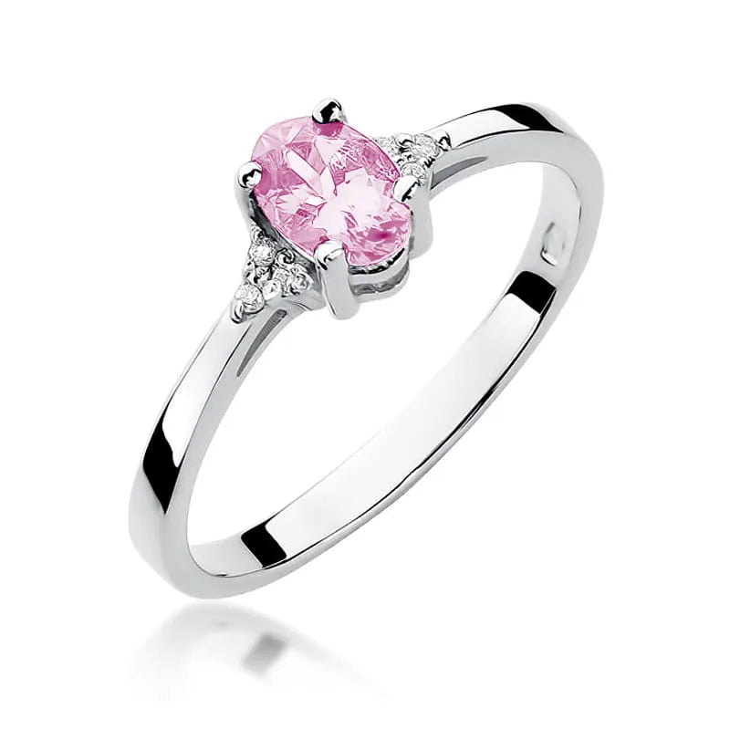 Goldring mit 0,50 ct Pinktopas und 0,052 ct Diamanten