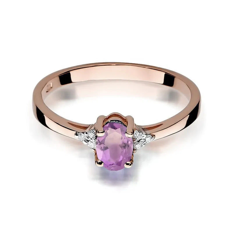 Goldring mit 0,40 ct Amethyst und 0,052 ct Diamanten