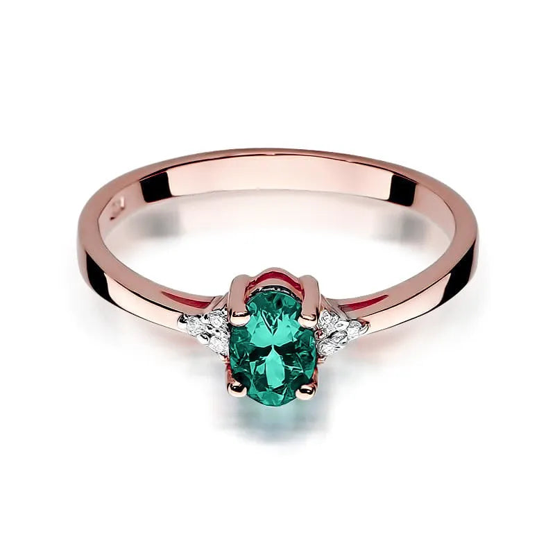 Gold Ring with 0.40ct Emerald and 0.052ct Diamonds