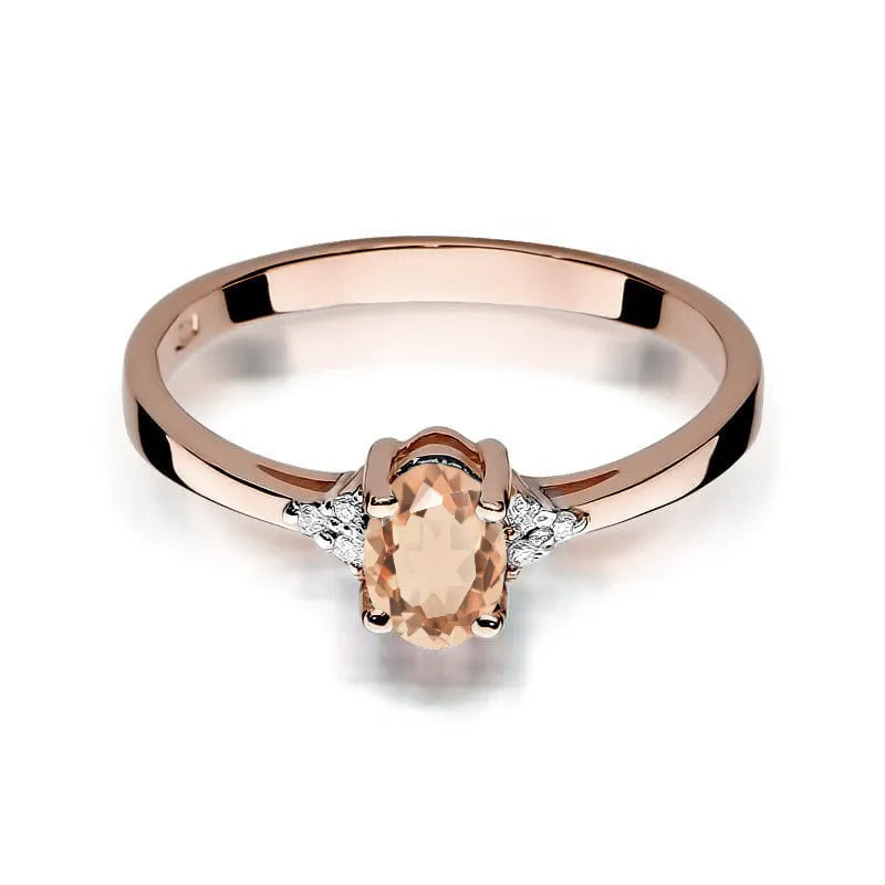 Gold Ring with 0.40ct Morganite and 0.052ct Diamonds