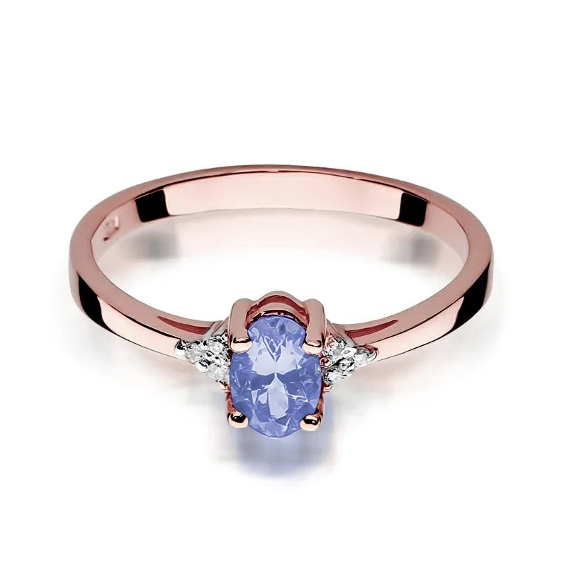 Goldring mit 0,40 ct Tansanit und 0,052 ct Diamanten