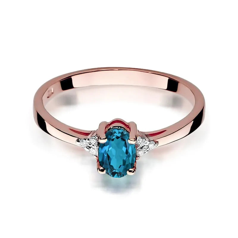 Goldring mit 0,50 ct London Blue Topas und 0,052 ct Diamanten