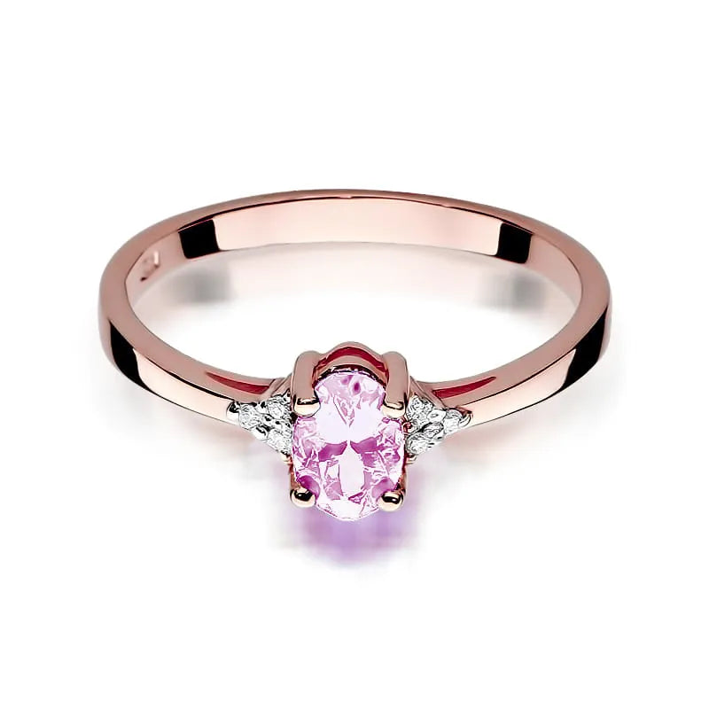 Goldring mit 0,50 ct Pinktopas und 0,052 ct Diamanten