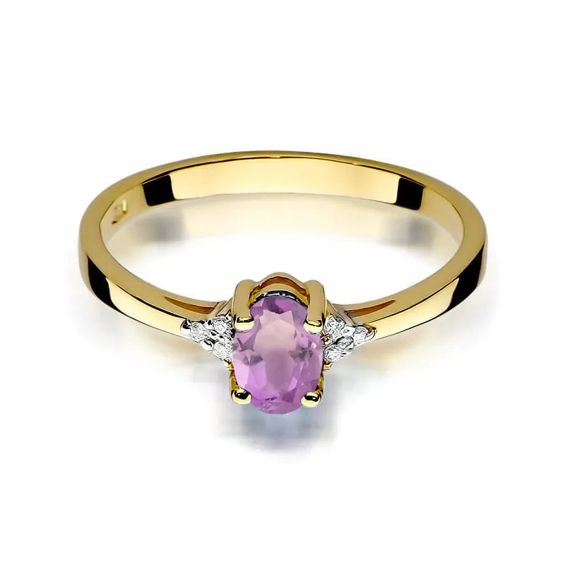 Goldring mit 0,40 ct Amethyst und 0,052 ct Diamanten