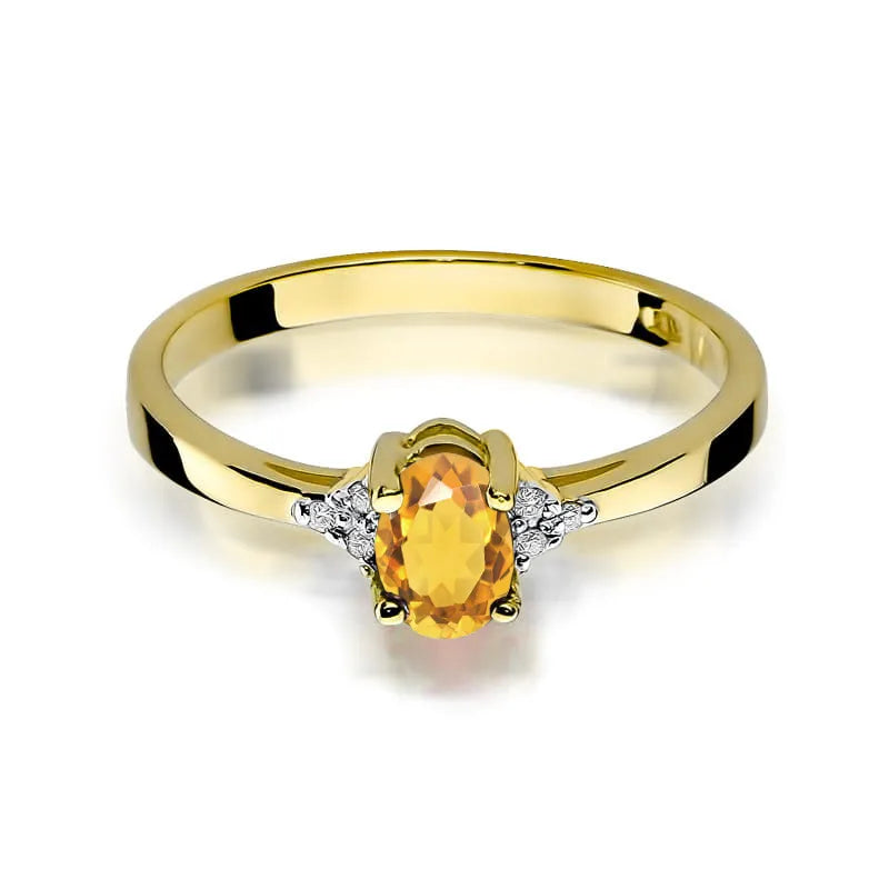 Gold Ring with 0.60ct Citrin and 0.052ct Diamonds