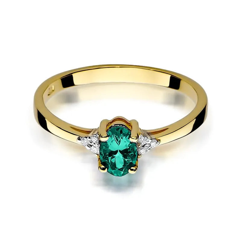 Gold Ring with 0.40ct Emerald and 0.052ct Diamonds