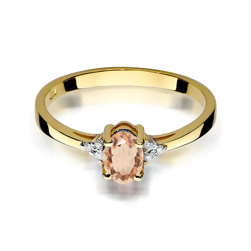 Gold Ring with 0.40ct Morganite and 0.052ct Diamonds