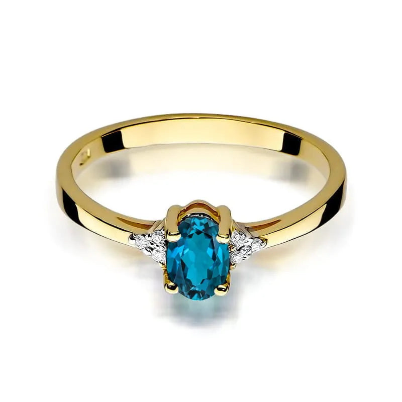 Goldring mit 0,50 ct London Blue Topas und 0,052 ct Diamanten
