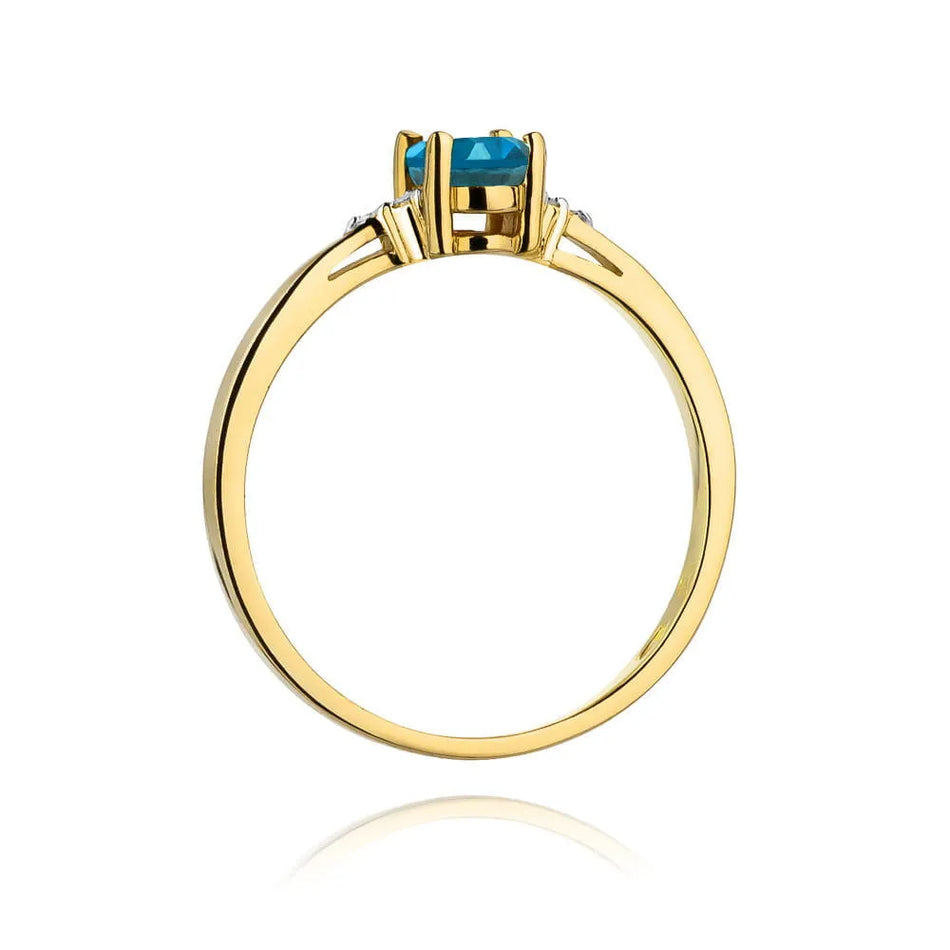 Gold Ring with 0.50ct Topaz London Blue and 0.052ct Diamonds
