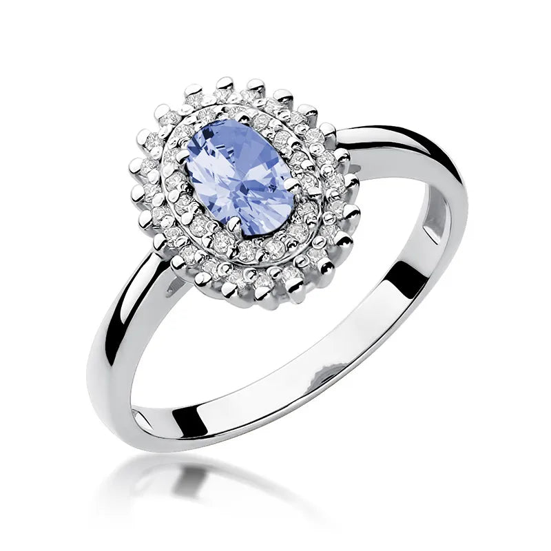 Goldring mit 0,40 ct Tansanit und 0,195 ct Diamanten