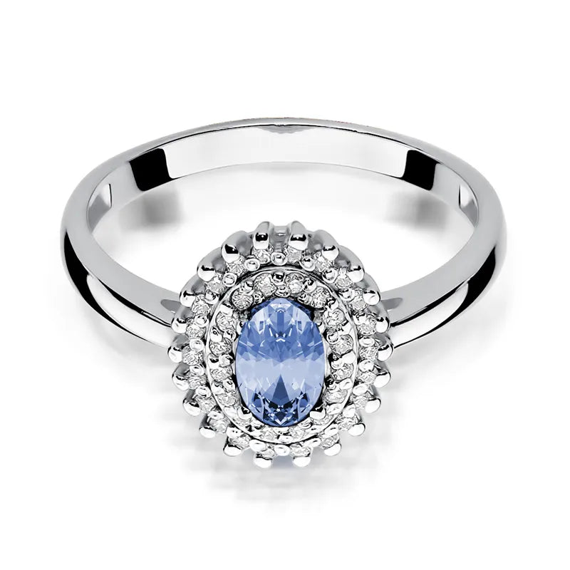 Goldring mit 0,40 ct Tansanit und 0,195 ct Diamanten