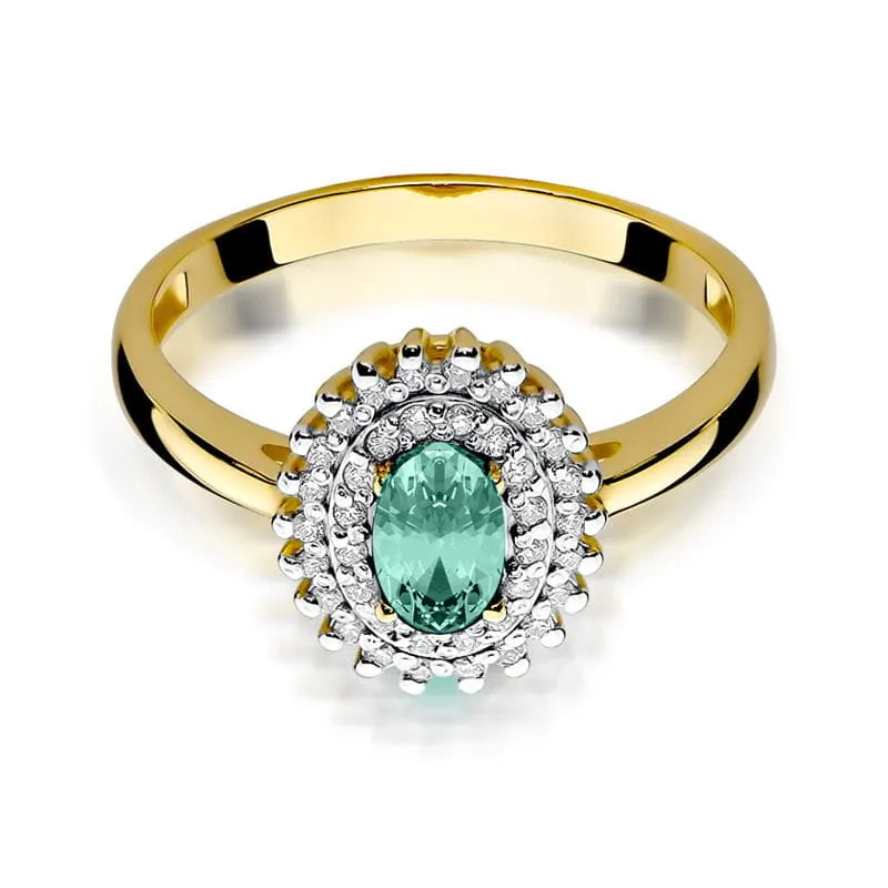 Gold Ring with 0.40ct Emerald and 0.195ct Diamonds