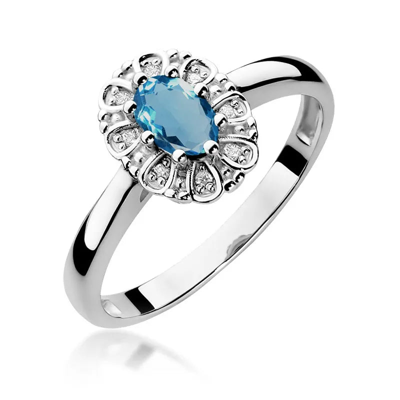 Goldring mit 0,50 ct Topas London Blue und 0,069 ct Diamanten