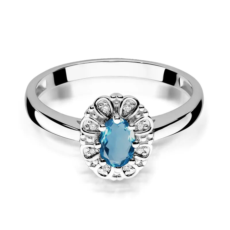 Goldring mit 0,50 ct Topas London Blue und 0,069 ct Diamanten
