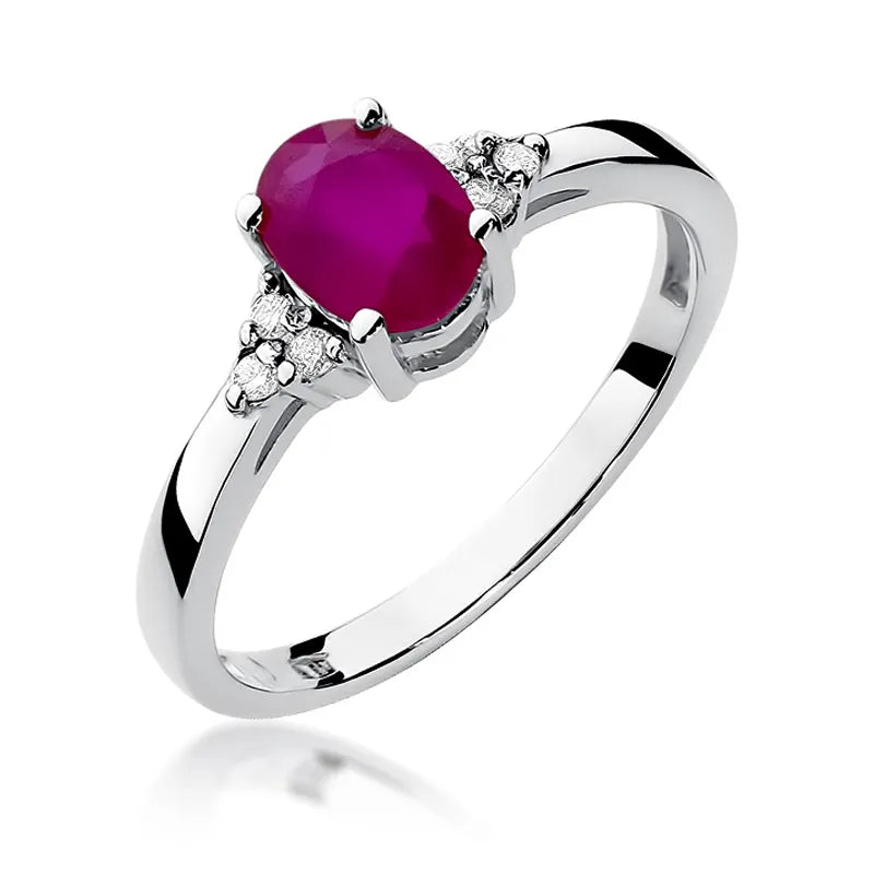 Gold Ring with 1.00ct Ruby and 0.052ct Diamonds